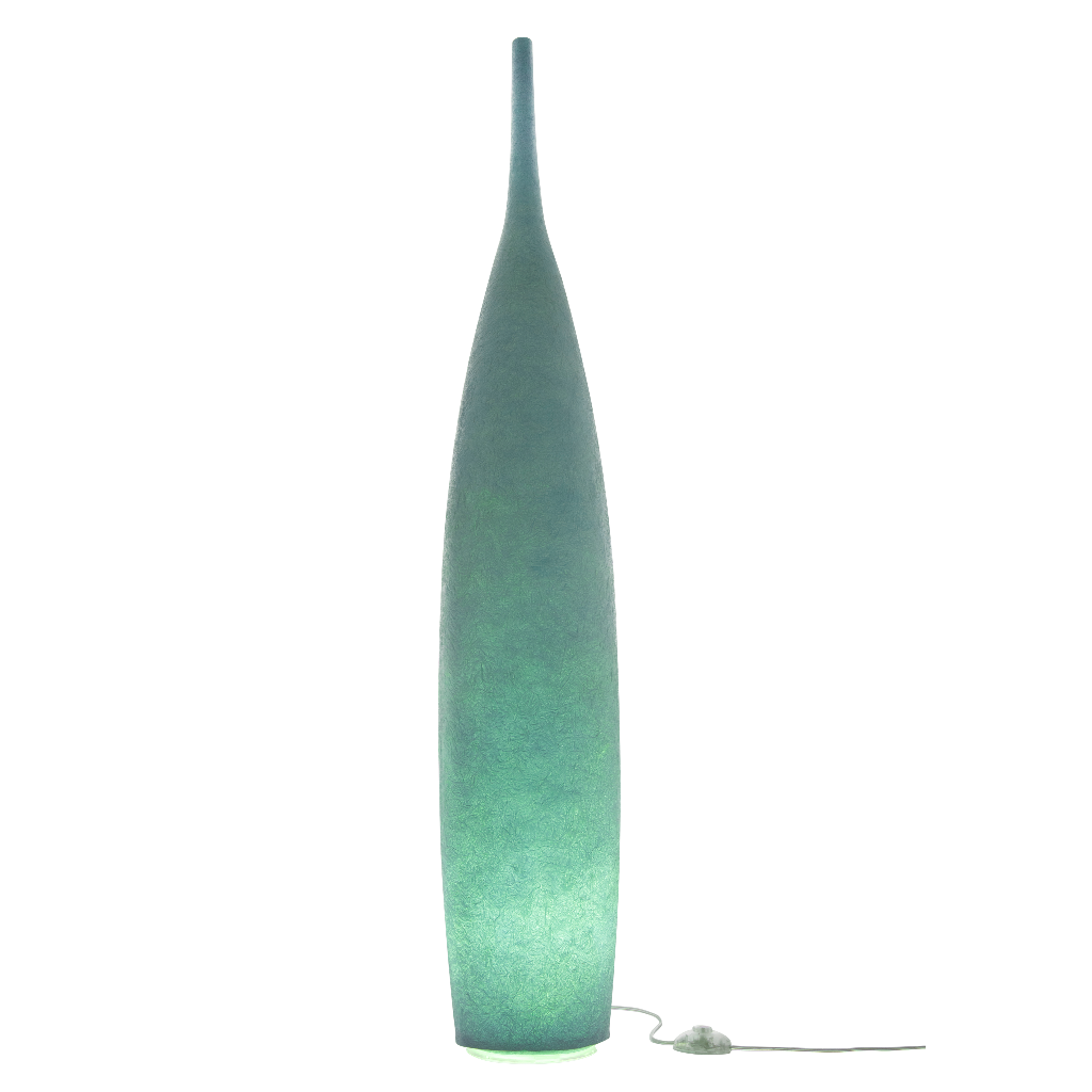 Nebulite floor lamp with intricate surface and atmospheric light. Made from a unique resin and fiber-based material, perfectly mimicking the surface of the moon, warm, inviting and gently luminescent