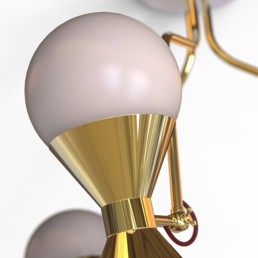 Elegant contemporary hand-crafted ceiling light brass glass brushed brass finish