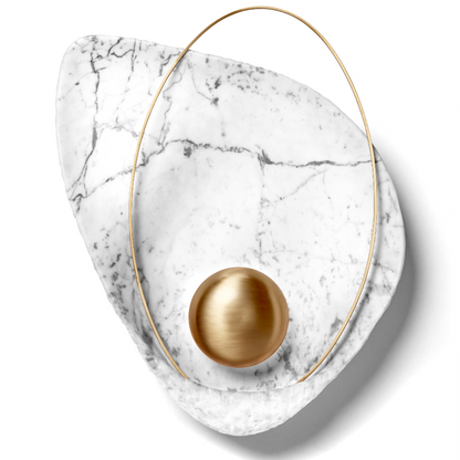 magnificent Brass or Copper hand-carved marble wall light White Carrara marble marble