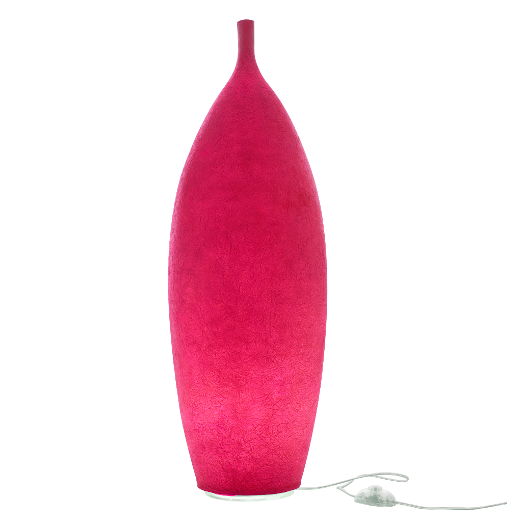 Nebulite floor lamp with intricate surface and atmospheric light.  Made from a unique resin and fiber-based material, perfectly mimicking the surface of the moon, warm, inviting and gently luminescent
