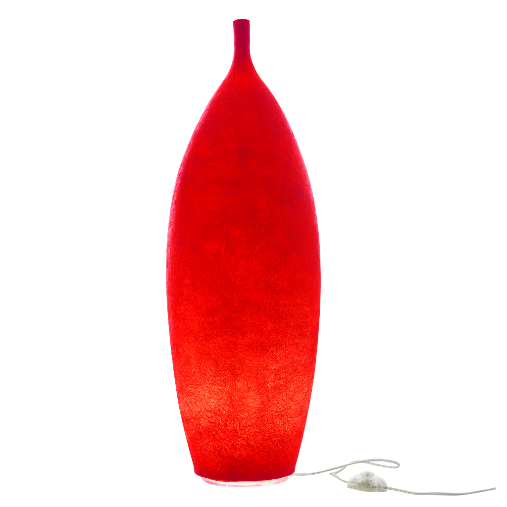 Nebulite floor lamp with intricate surface and atmospheric light.  Made from a unique resin and fiber-based material, perfectly mimicking the surface of the moon, warm, inviting and gently luminescent