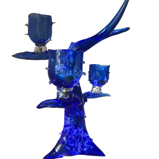 Murano Glass Candelabra in Cobalt Blue by Aristide Najean